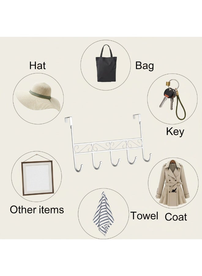 دونيكارت علاقة ملابس ومناشف ومعاطف وحقائب تُعلق على الباب | خطافات باب شديدة التحمل للتعليق، لا تحتاج إلى ثقب، 5 خطافات - أبيض - Image 5